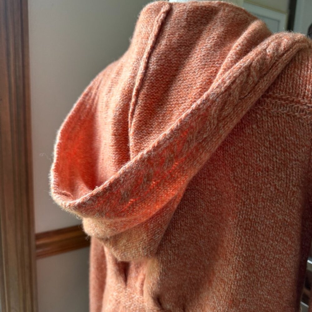 Sleeping On Snow, Anthropologie, Zip Hoodie Sweater, Orange, Crochet Pockets, XL - Picture 11 of 13